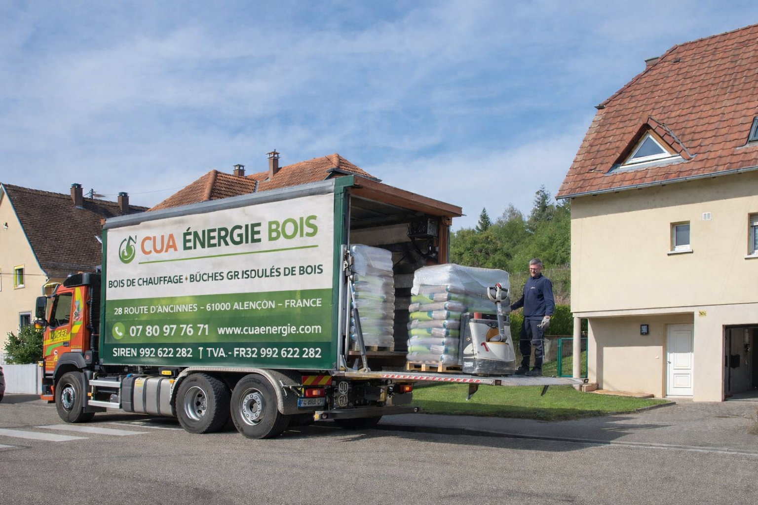 Livraison rapide de bois de chauffage et granulés – CUA Énergie Bois